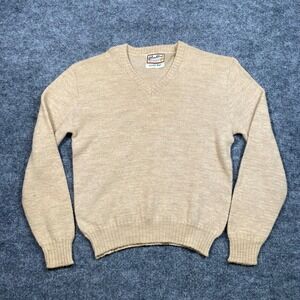Brentwood Mirapaga Mens Vintage Tan 100% Fine Wool V-Neck Sweater Size M